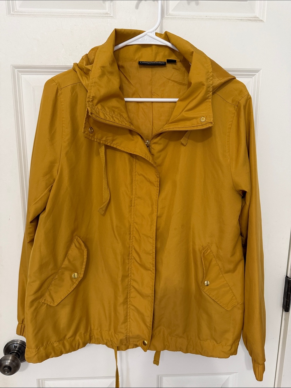 Catherine Malandrino hooded windbreaker jacket size medium Mustard Yellow